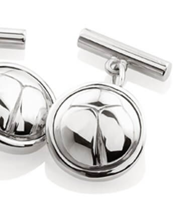 SCARAB LOGO – CUFFLINKS IN SOLID STERLING SILVER. AVAILABLE IN 18K WHITE OR YELLOW GOLD